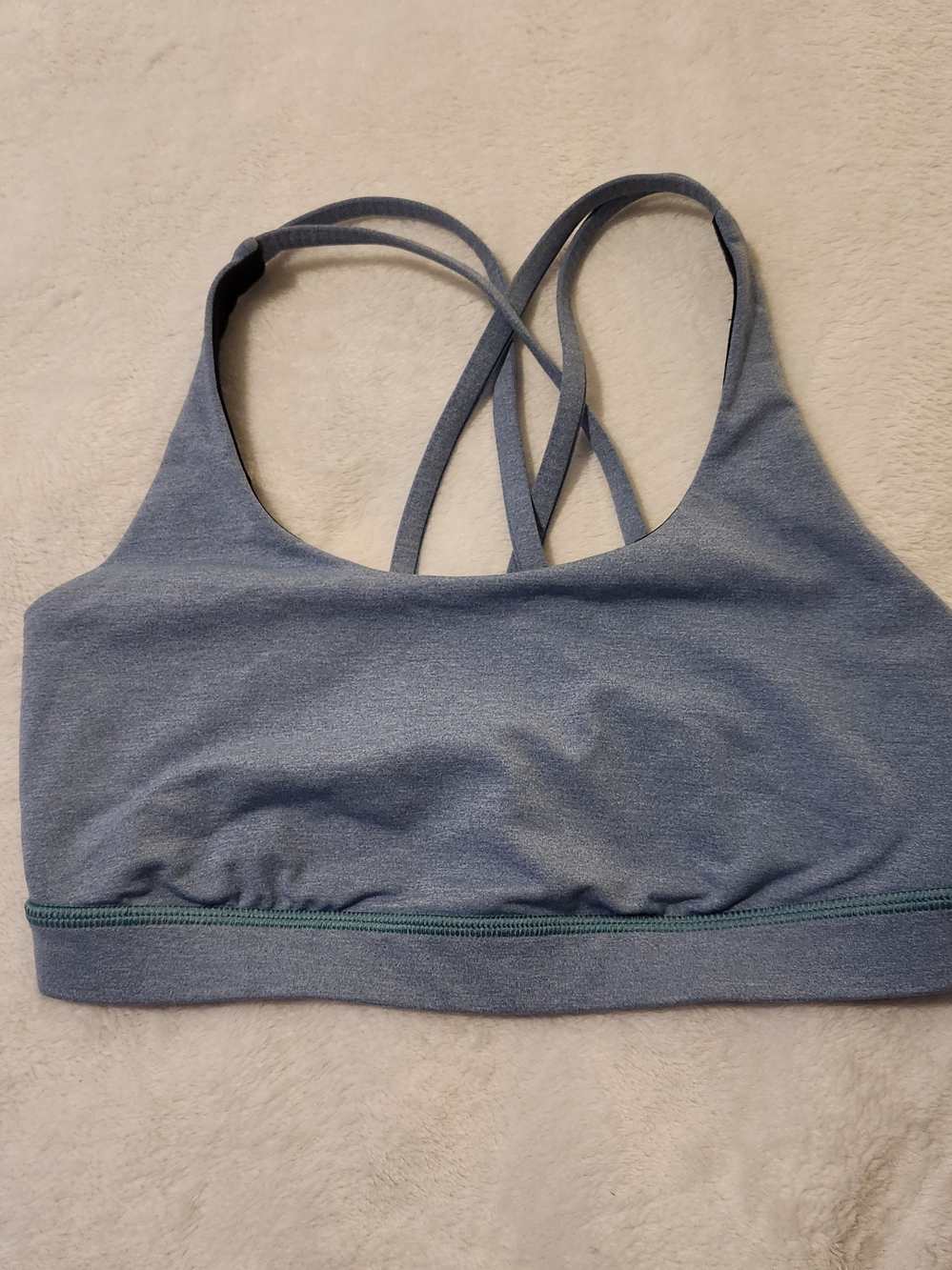 Lululemon Energy Bra featuring a heathered blue fabric Size 8